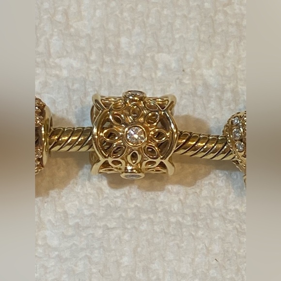 Retired New Pandora 14k Yellow Gold Diamond Radiance Freesia Charm 750803D - Picture 3 of 5
